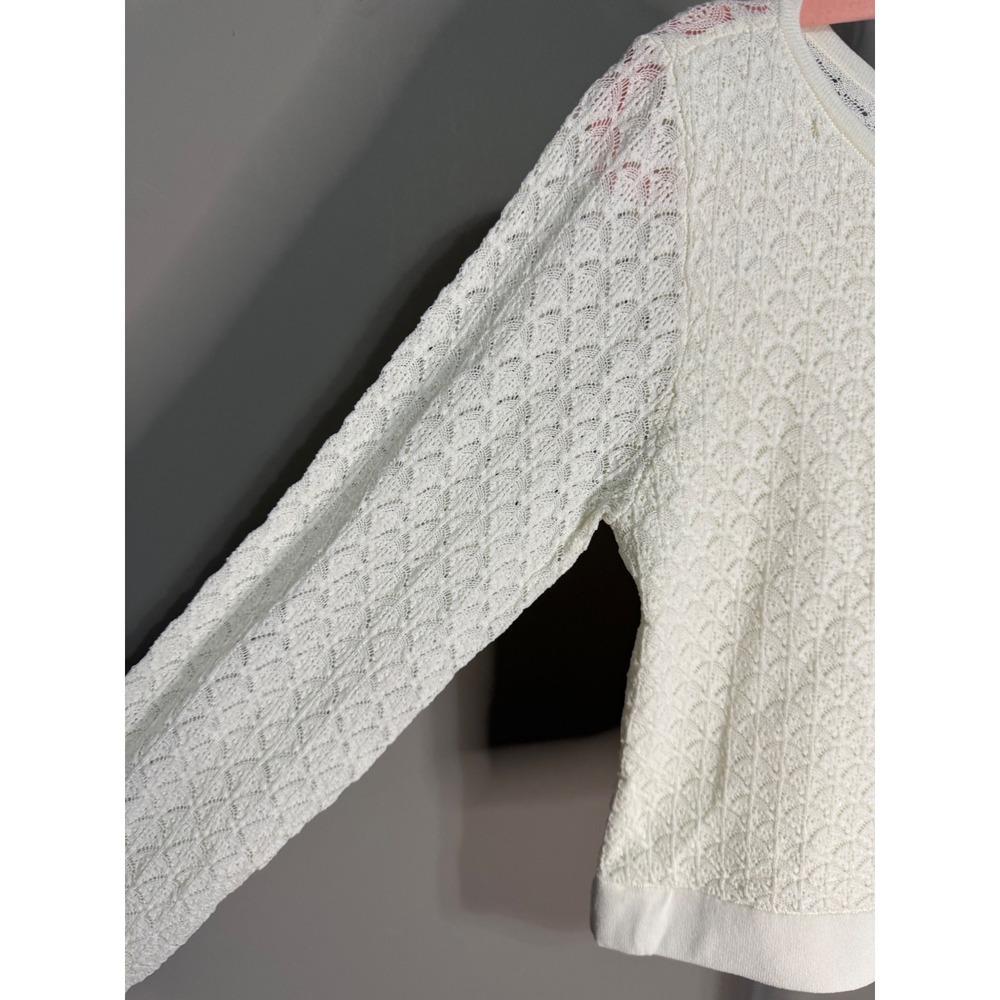 Marciano by GUESS Cream Textured Lace Knit Crop Sweater L NWT $280 - Picture 2 of 8